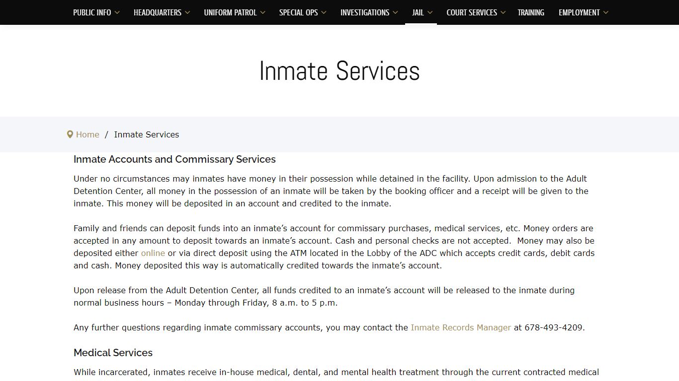 Inmate Services – Cherokee Sheriffs Office